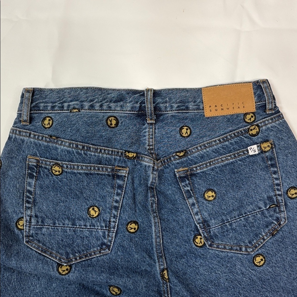 PacSun Blue Wide Leg Jeans with Yellow Embroidery - Picture 7 of 8